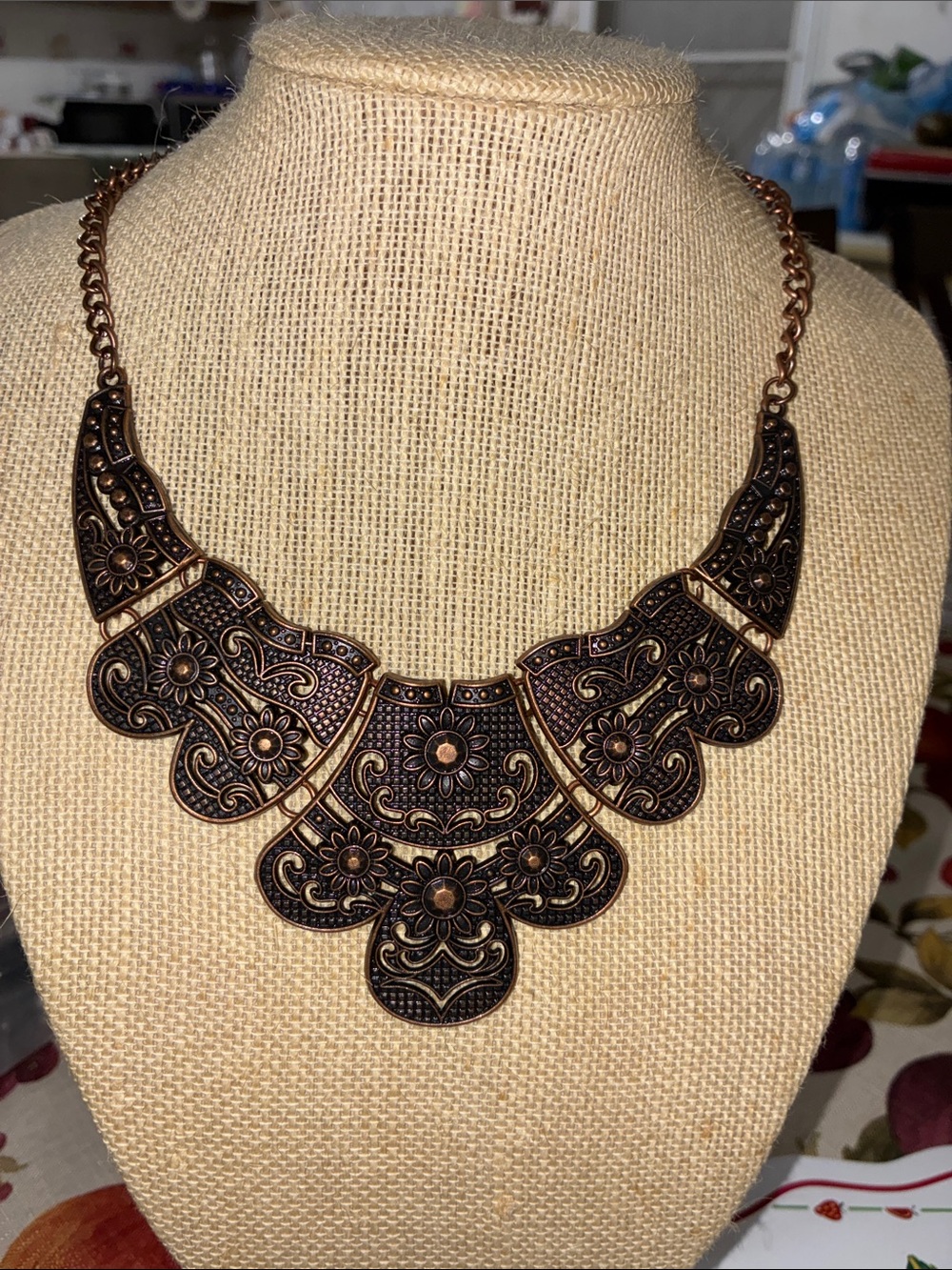 paparazzi Antique Copper Floral Bib Necklace